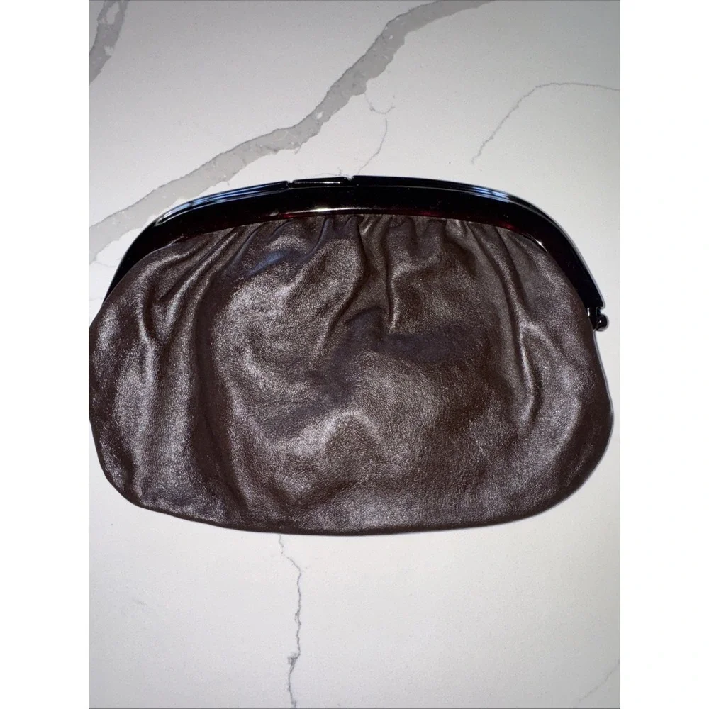 Vintage Unbranded, Italian leather clutch /chocolate Brown
